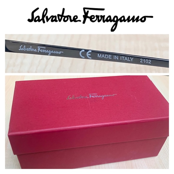 Sold out💫 FERRAGAMO Men’s Sunglasses Rectangular Aviators Gold w/ Green lenses - Picture 8 of 9